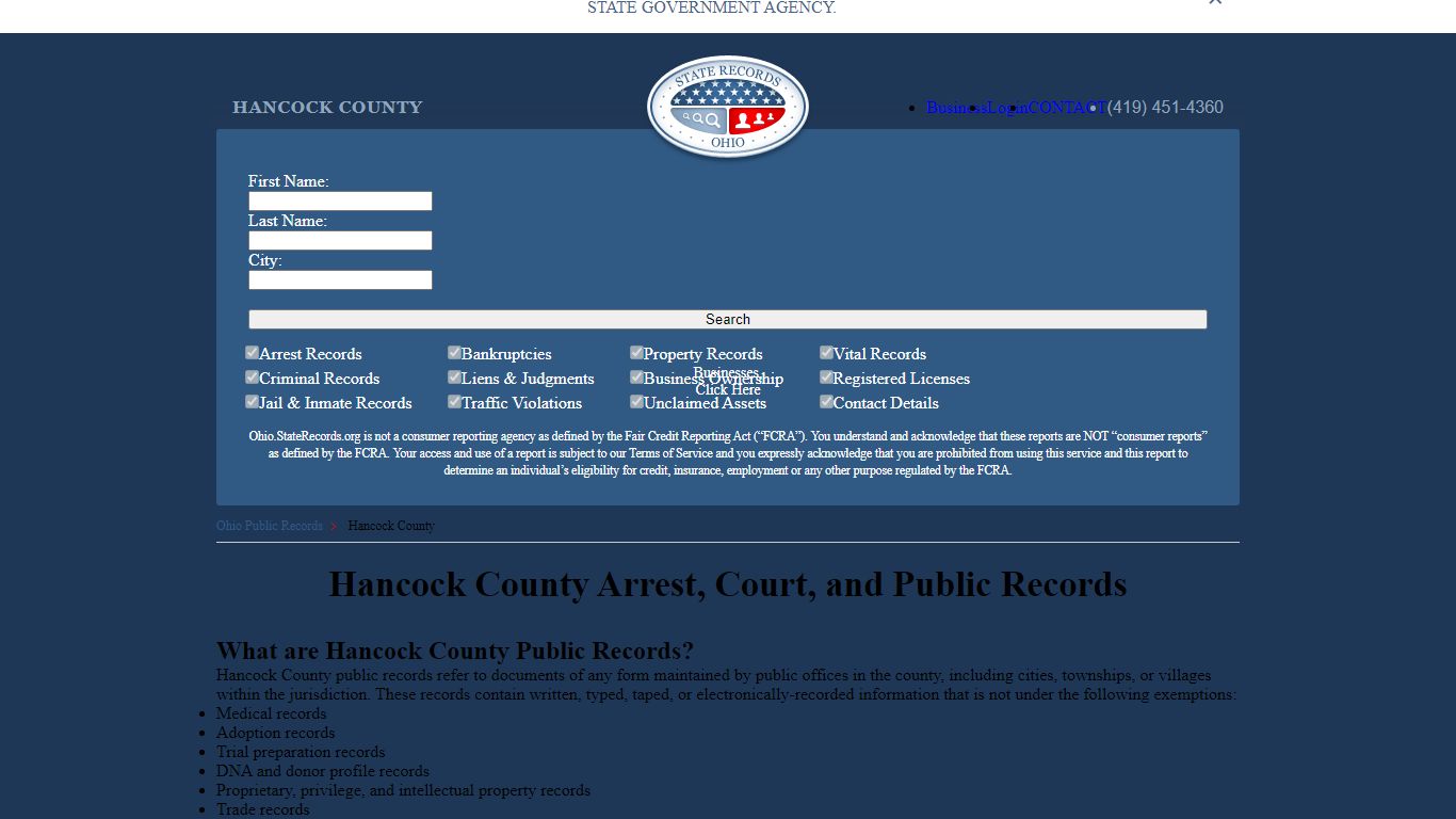 Hancock County Arrest, Court, and Public Records